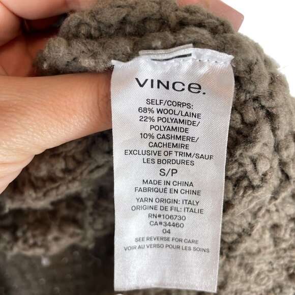 Vince Wool Cashmere Blend Waffle Stitch Open Front Cardigan Sweater Brown Size S - Picture 4 of 8